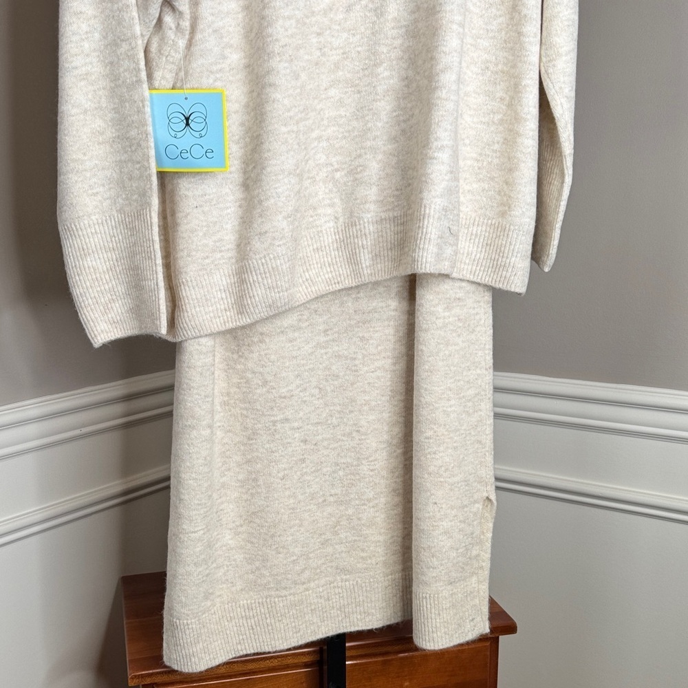 CeCe Soft Beige Sweater and Sweater Dress Set Size XL - Picture 8 of 10